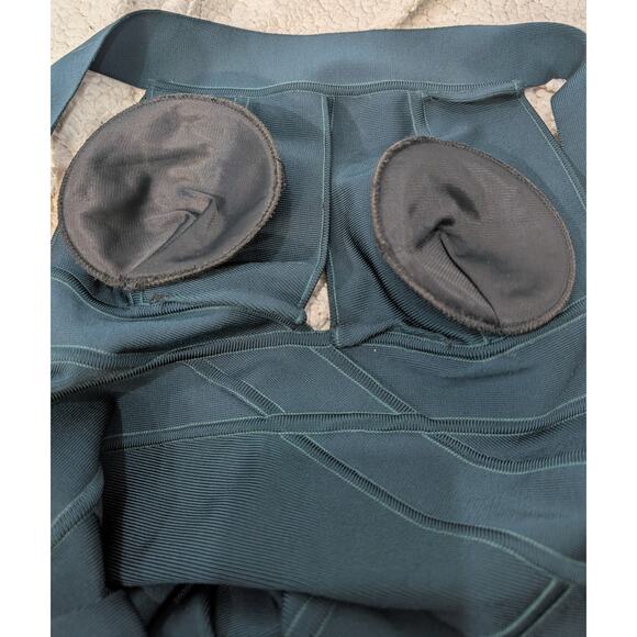 Hervé L. Leroux Couture Bandage Dress Teal Size 42 (Fits US 4–6) Made in France - Picture 8 of 10